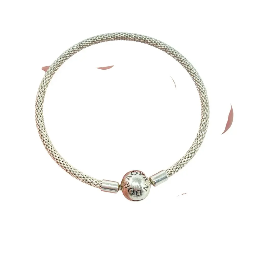 Vintage Pandora Sterling Silver 925 Mesh Round Clasp Bangle 6.5